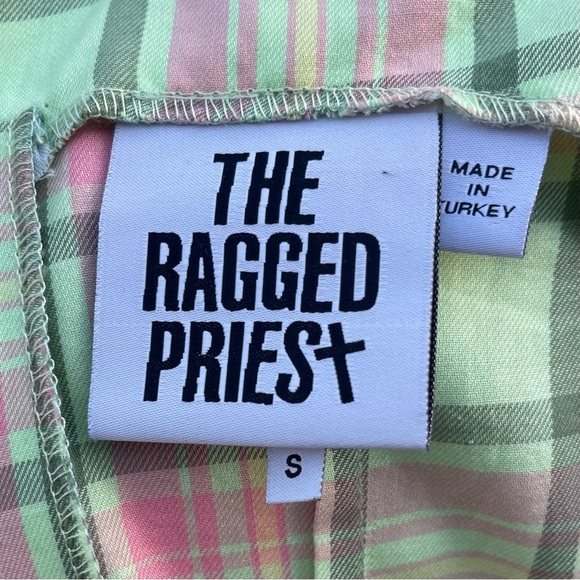 THE RAGGED PRIEST Urban Outfitters ~ Green & Pink Plaid Mini Dress ~ Size Small - Picture 8 of 9